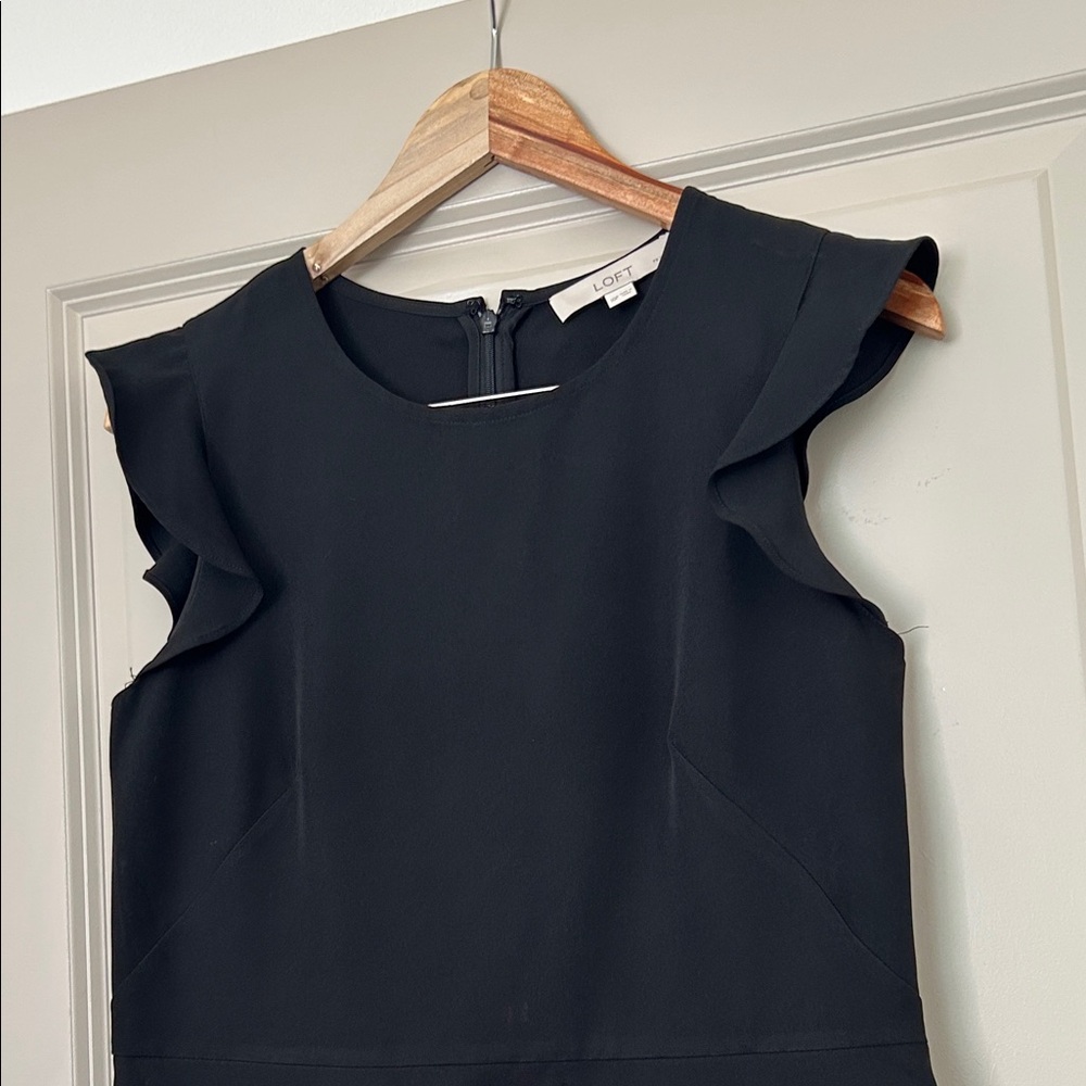 LOFT Black Ruffle Mini Dress - Picture 4 of 12